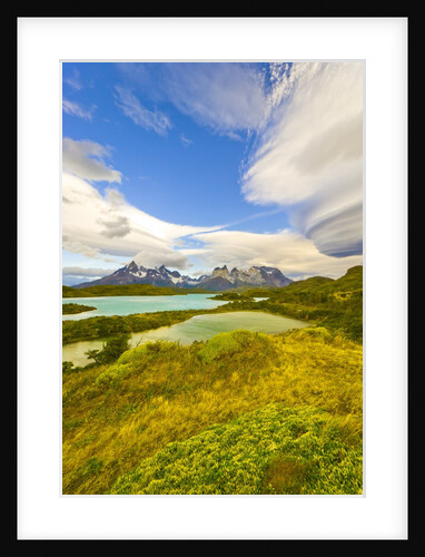 Bright Lenticular Clouds, Mountains and Lake, Torres del Paine National Park by Anonymous