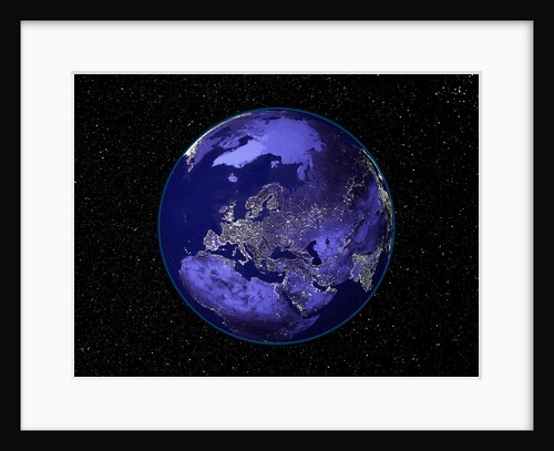 City Lights in Dark View of Europe by Anonymous