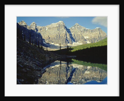 Mountains Reflecting on Morraine Lake by Anonymous