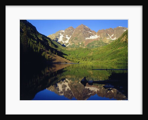 Maroon Bells Reflecting onto Lake by Anonymous