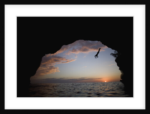 Young Man Diving into Sea at Pirate's Cave by Anonymous