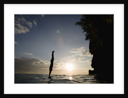 Diver Entering Sea at Pirate's Cave by Anonymous