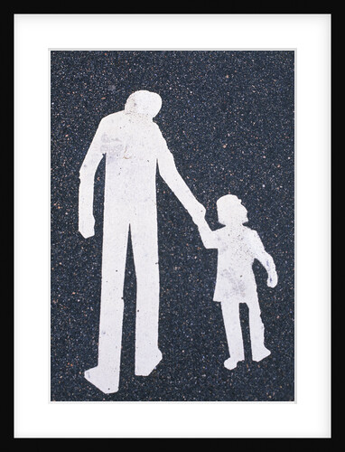 Father and Child Painted on Road by Anonymous