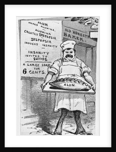 Illustration of Baker Holding Loaf of Bread Containing Alum by Anonymous