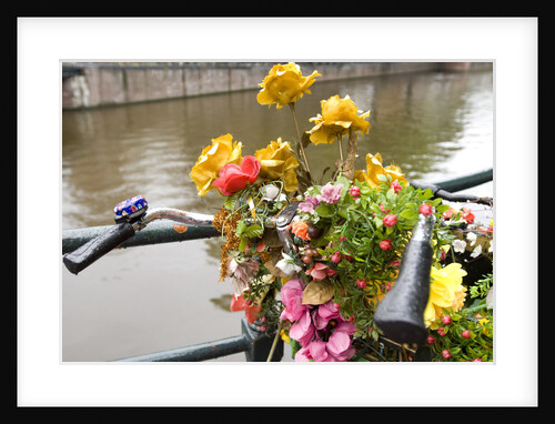 Bicycle with Flowers Beside a Canal by Anonymous