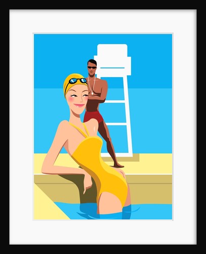 Swimmer Looking at Lifeguard by Anonymous