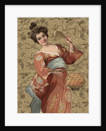 Postcard of Geisha Holding Lantern by Anonymous