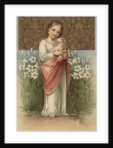 Easter Postcard with Young Jesus Christ Holding Lamb by Anonymous