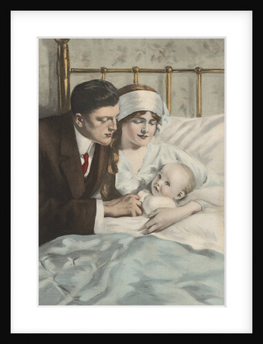 Postcard of Couple with Baby by Alonzo Kimball
