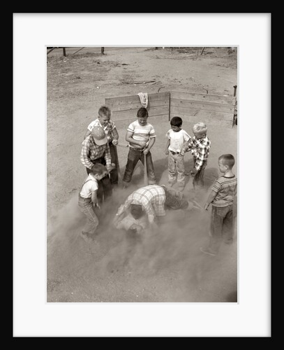 1950s Two Boys On Ground Fighting at Baseball Game by Anonymous
