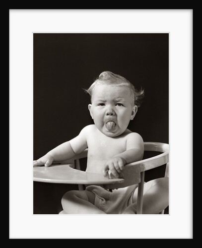 1930s 1940s Portrait Of Baby Sticking Tongue Out by Anonymous