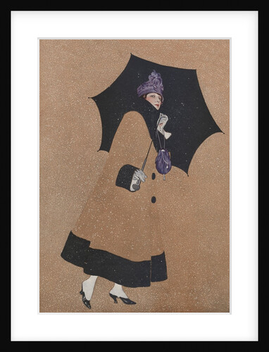 Illustration of Woman Holding Umbrella by Coles Phillips