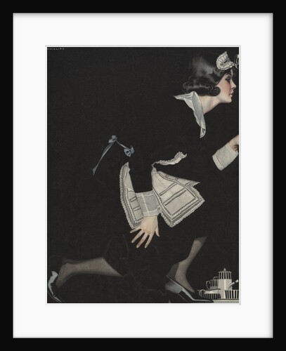 Illustration of Maid Peeking in Keyhole by Coles Phillips