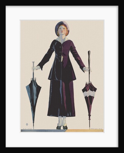 Illustration of Woman with Two Umbrellas by Coles Phillips