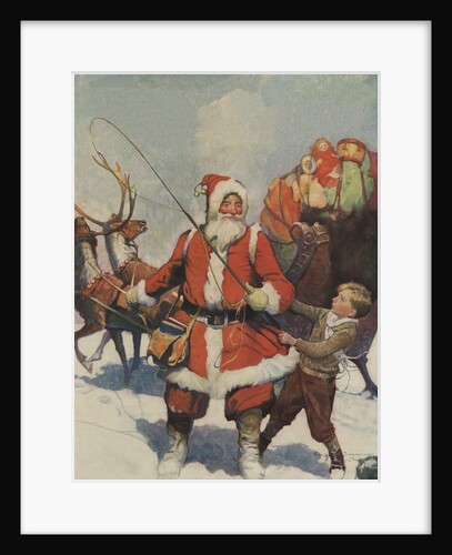 Illustration of Santa and His Sleigh by Frank E. Schoonover
