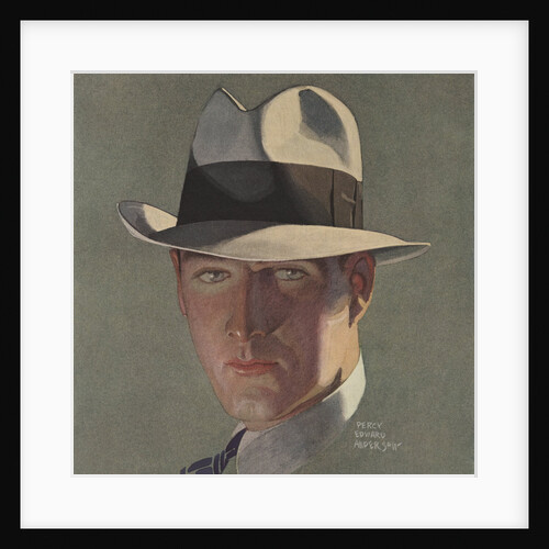 Illustration of Man Wearing Grey Fedora by Percy Edward Anderson