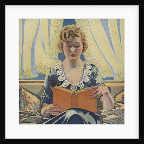 Illustration of Woman Reading Book by Coles Phillips