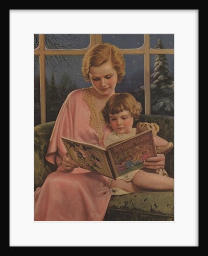 Illustration of Mother and Daughter Reading by Anonymous