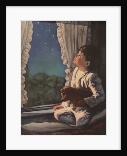 Illustration of Boy Looking at Night Sky by Anonymous
