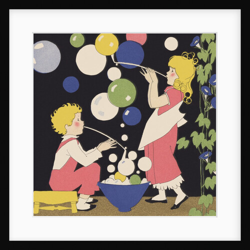 Illustration of Children Blowing Bubbles by Anonymous