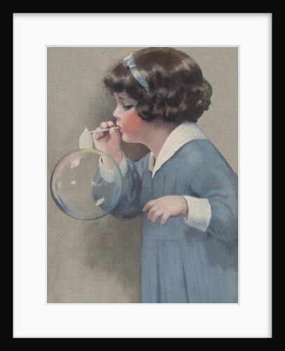 Illustration of Young Girl Blowing a Bubble by Bessie Pease Gutmann
