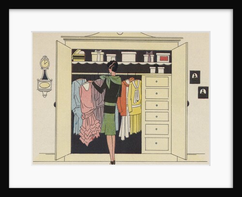 Illustration of Woman Selecting Outfit by Anonymous