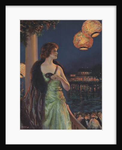 Illustration of Woman at Masked Ball by F.R. Harper
