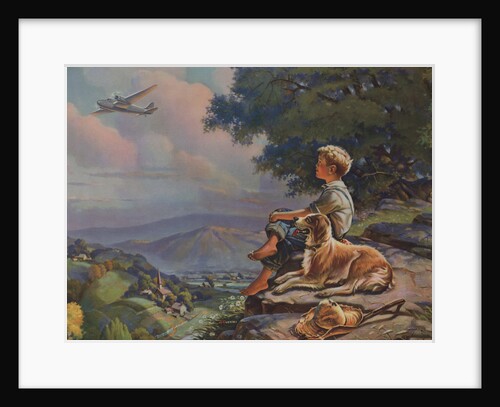 Illustration of Boy Watching Airplane by Anthony Cucchi