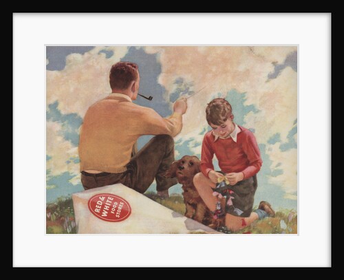 Illustration of Father and Son Flying Kites by Douglass Crockwell