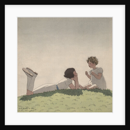 Illustration of Sisters Talking on Hill by Andre Edouard Marty