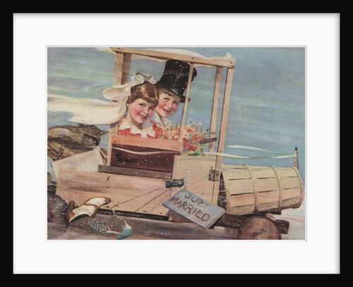 Illustration of Young Couple in a Soap Box Car by Douglass Crockwell