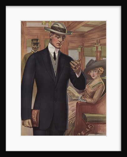 Royal Tailors Illustration of Man on Train Looking at Watch by Anonymous
