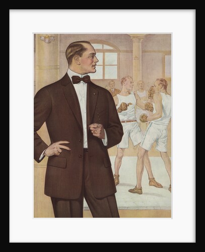 Royal Tailors Illustration of Man in Suit at Boxing Gym by Anonymous