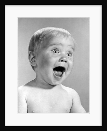 1960s Portrait Baby With Eyes And Mouth Wide Open by Anonymous