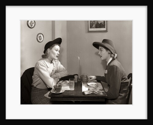 1940s 2 Women Dining Talking Restaurant Table by Anonymous