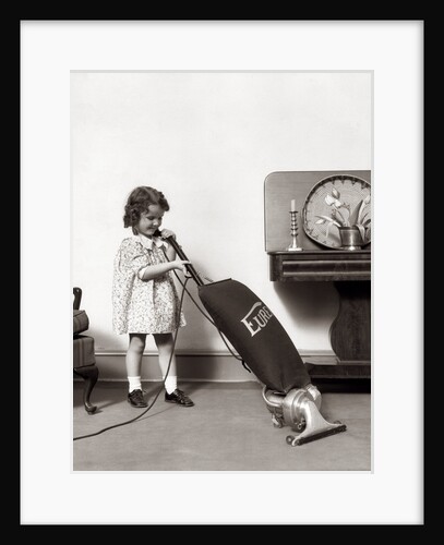 1930s Little Girl Vacuuming With Eureka Electric Vacuum Cleaner by Anonymous