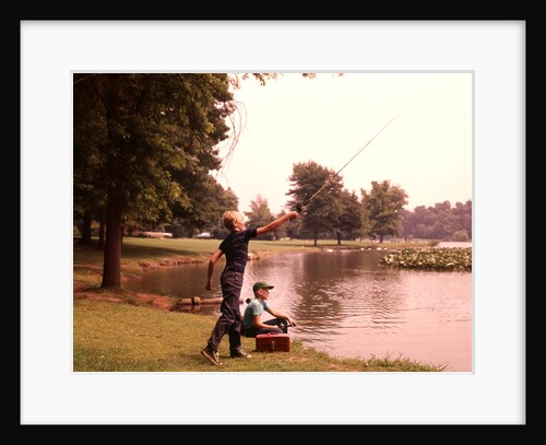 1960s 1970s Boys Fishing Casting Casting Into Pond by Anonymous