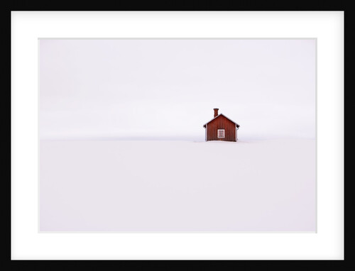 Red Wooden House Surrounded by Snow by Anonymous