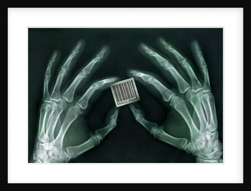 Skeletal Hands Holding Barcode by Anonymous