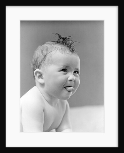 1940s Cute Baby Sticking Out Tongue Studio by Anonymous