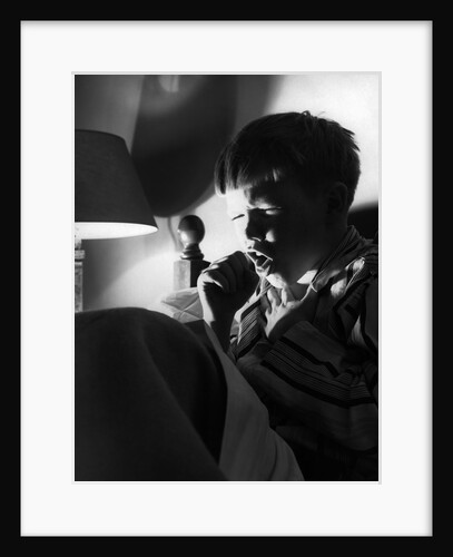 1950s 1960s Boy Bed Cold Night Coughing Sneezing Cough by Anonymous