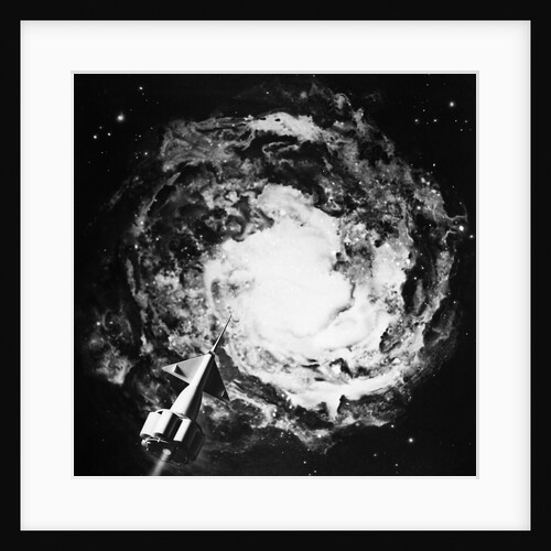 1950s 1960s Recreation Of Space Rocket Soaring Through Galaxy by Anonymous