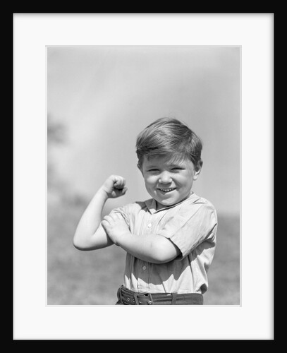 1930s Boy Making Strong Muscle Flexing Arm by Anonymous