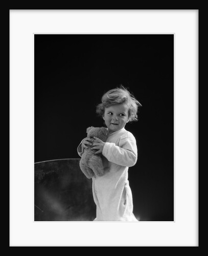 1930s Boy Toddler Holding Teddy Bear by Anonymous