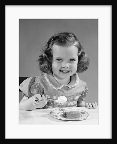 1950s Little Girl Eating Ice Cream by Anonymous