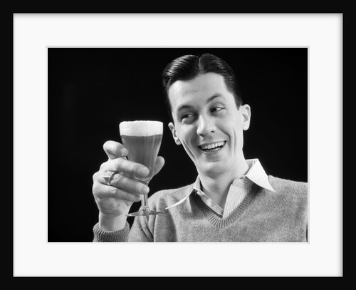 1930s Man Holding Glass Of Beer by Anonymous