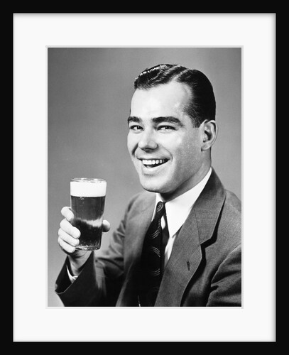 1940s Man Holding Glass Of Beer by Anonymous