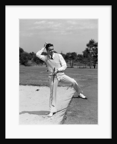 1930s 1940s Man Golfer Sand Trap Scratching His Head by Anonymous