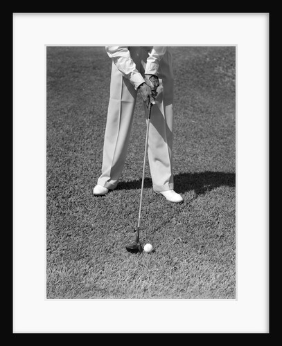 1930s 1940s Man Waist Down With Golf Club Addressing Ball by Anonymous