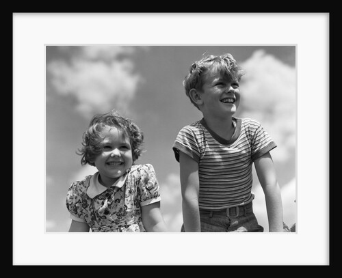 1930s Boy And Girl Bright Summer Day Sky With Clouds by Anonymous